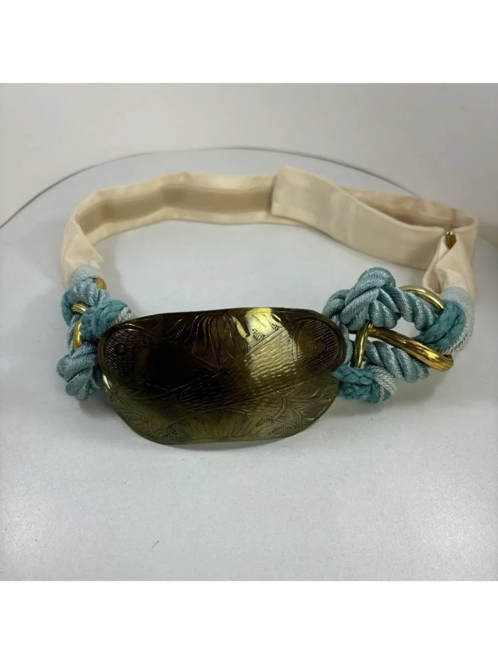 Vintage 80s Carolyn Tanner Braided Chunky Adjustable Art Belt size S-XL